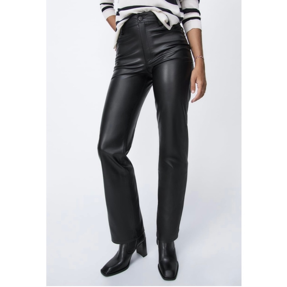 Zara Faux Leather 90s Wide Leg Pant
